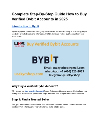 Complete Step-By-Step Guide How to Buy Verified Bybit Accounts in 2025