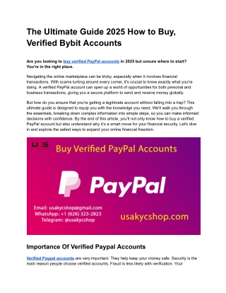 The Ultimate Guide 2025 How to Buy, Verified PayPal Accounts