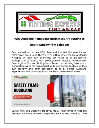 Why Auckland Homes and Businesses Are Turning to Smart Window Film Solutions