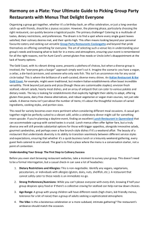 Harmony on a Plate Your Ultimate Guide to Picking Group Party Restaurants with Menus That Delight Everyone