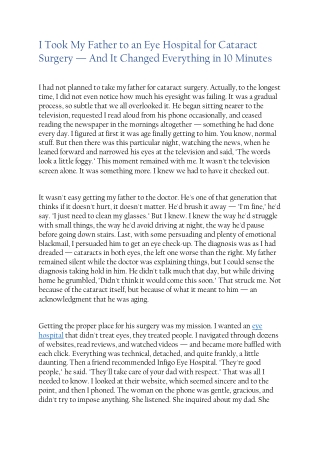 I Took My Father to an Eye Hospital for Cataract Surgery