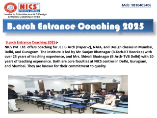 b.arch entrance coaching 2025