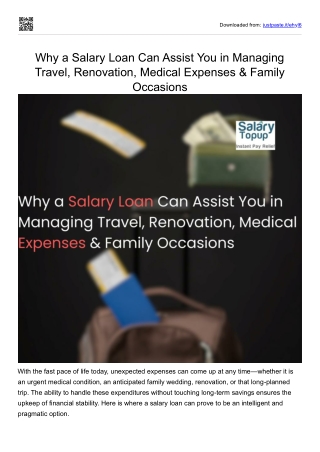 Why a salary loan can assist you pdf