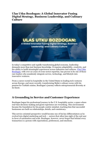 Reimagining Customer Experience: The Ulas Utku Bozdogan Approach