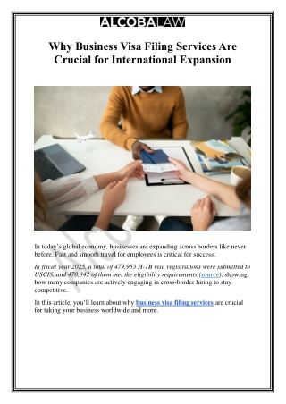 Why Business Visa Filing Services Are Crucial for International Expansion