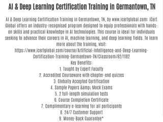 AI & Deep Learning Certification Training in Germantown, TN