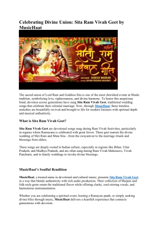 Sita Ram Vivah Geet – A Musical Celebration of Divine Union on MusicHaat