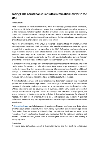 Facing False Accusations Consult a Defamation Lawyer in the UAE