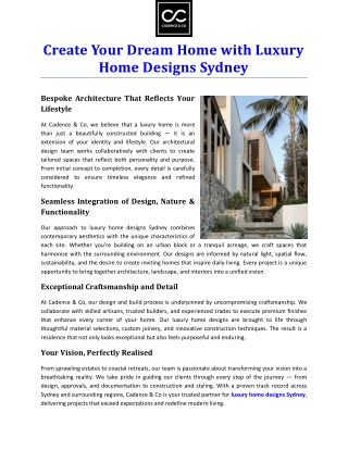 Create Your Dream Home with Luxury Home Designs Sydney