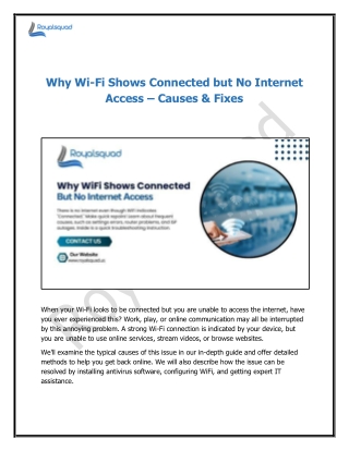 Why Wi-Fi Shows Connected but No Internet Access