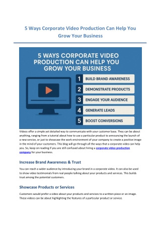 5 Ways Corporate Video Production Can Help You Grow Your Business