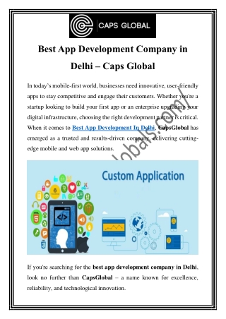 Best App Development Company in Delhi | Capsglobal