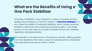 What are the Benefits of Using a One Pack Stabilizer