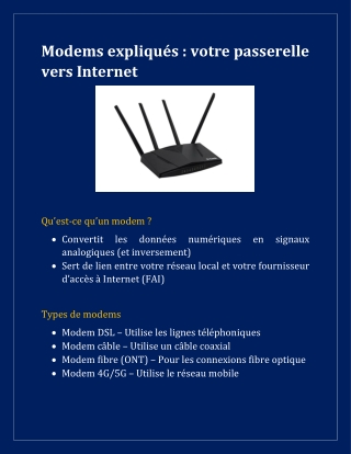 Modems expliqués- votre passerelle vers Internet