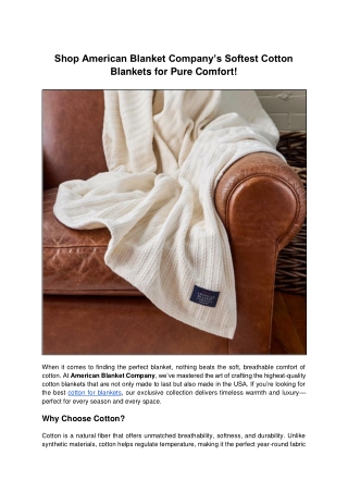 Shop American Blanket Company’s Softest Cotton Blankets for Pure Comfort!