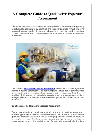 A Complete Guide to Qualitative Exposure Assessment