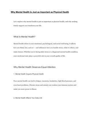 Why Mental Health Is Just as Important as Physical Health