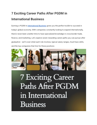 7 Exciting Career Paths After PGDM in International Business