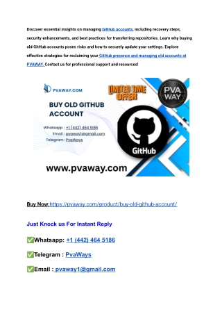 Trusted sites pvaway,so you order now any Old Github Accounts