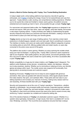 Unlock a World of Online Gaming with 11xplay: Your Trusted Betting Destination