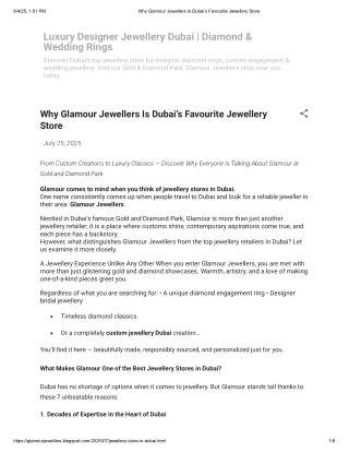 Glamour Jewellers – Premier Jewellery Store in Dubai | Elegant Designs & Trusted