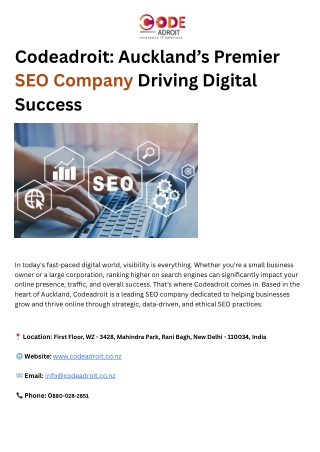Codeadroit Auckland’s Premier SEO Company Driving Digital Success