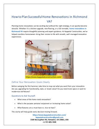 How to Plan Successful Home Renovations in Richmond VA?