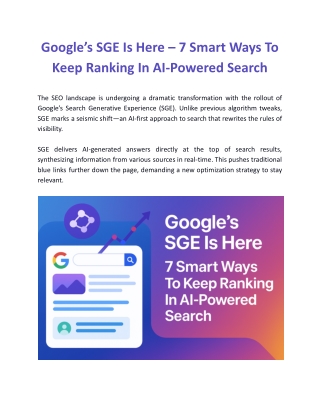 Google’s SGE Is Here – 7 Smart Ways To Keep Ranking In AI-Powered Search