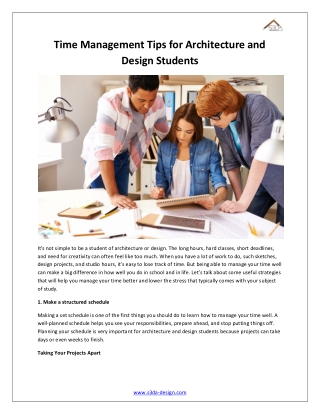 Time Management Tips for Architecture and Design Students