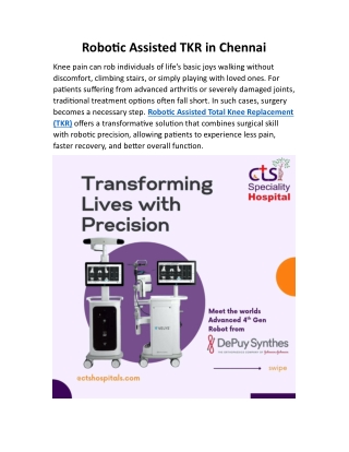 Robotic Assisted TKR in Chennai