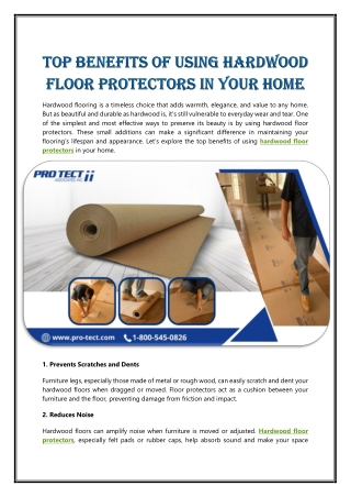 Top Benefits of Using Hardwood Floor Protectors in Your Home