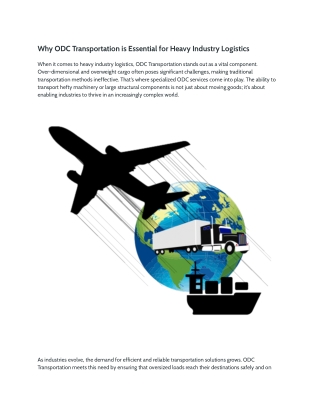 Why ODC Transportation is Essential for Heavy Industry Logistics