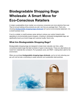 Biodegradable Shopping Bags Wholesale: A Smart Move for Eco-Conscious Retailers