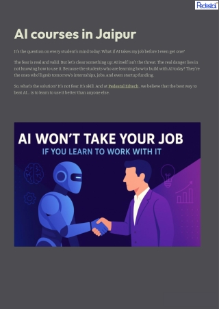 AI Courses in Jaipur 2025  Pedestal EdTech Generative AI Lab