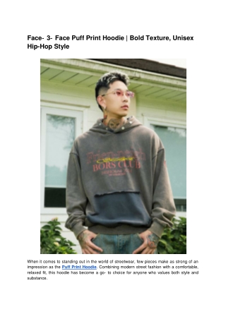 Face‑3‑Face Puff Print Hoodie | Bold Texture, Unisex Hip-Hop Style