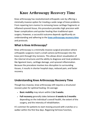 Knee Arthroscopy Recovery Time