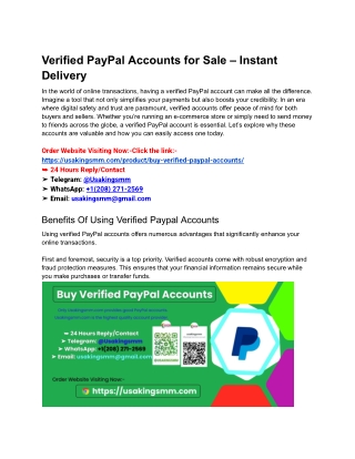 Verified PayPal Accounts for Sale – Instant Delivery