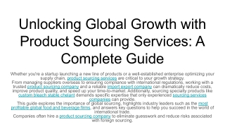 Unlocking Global Growth with Product Sourcing Services_ A Complete Guide