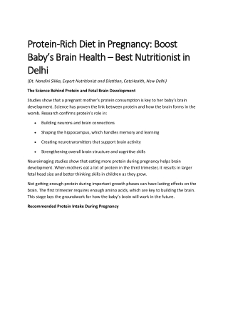 Protein-Rich Diet in Pregnancy: Boost Baby’s Brain Health – Best Nutritionist in