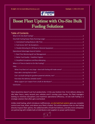 Boost Fleet Uptime with On-Site Bulk Fueling Solutions