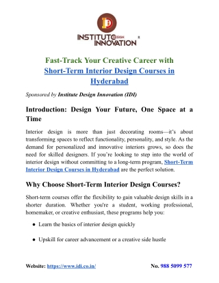Short-Term Interior Design Courses in Hyderabad
