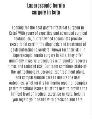 Laparoscopic hernia surgery in kota