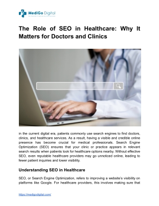 The Importance of SEO for Doctors and Healthcare Providers