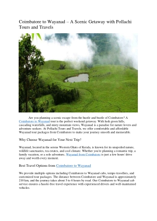 Coimbatore to Wayanad (1)