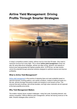 Airline Yield Management_ Driving Profits Through Smarter Strategies