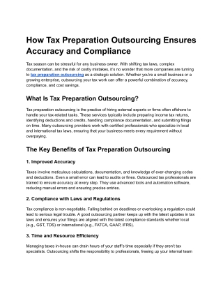 How Tax Preparation Outsourcing Ensures Accuracy and Compliance