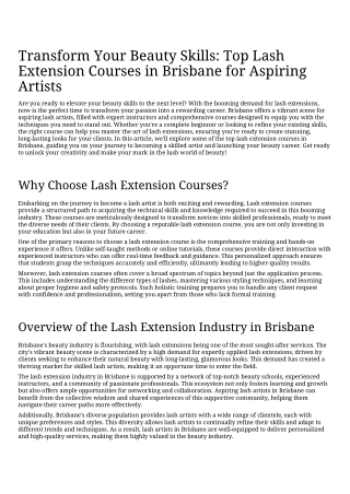 Transform Your Beauty Skills_ Top Lash Extension Courses in Brisbane for_Aspiring Artists