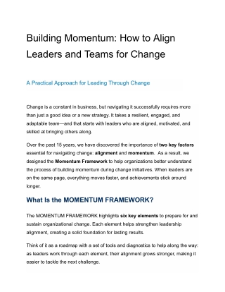 Building Momentum_ How to Align Leaders and Teams for Change
