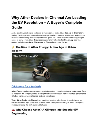 Why Ather Dealers in Chennai Are Leading the EV Revolution – A Buyer’s Complete Guide
