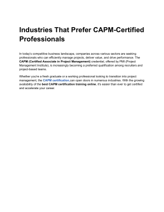 CAPM Online Training | 8072437416 | Proventures Management